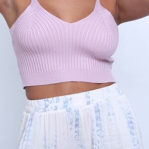 Violet  Ribbed Knit Crop Top